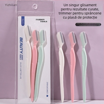 Izilin set de 3 piese pentru tuns sprâncene – lame din plastic și oțel inoxidabil, origine Jinhua, pentru uz zilnic