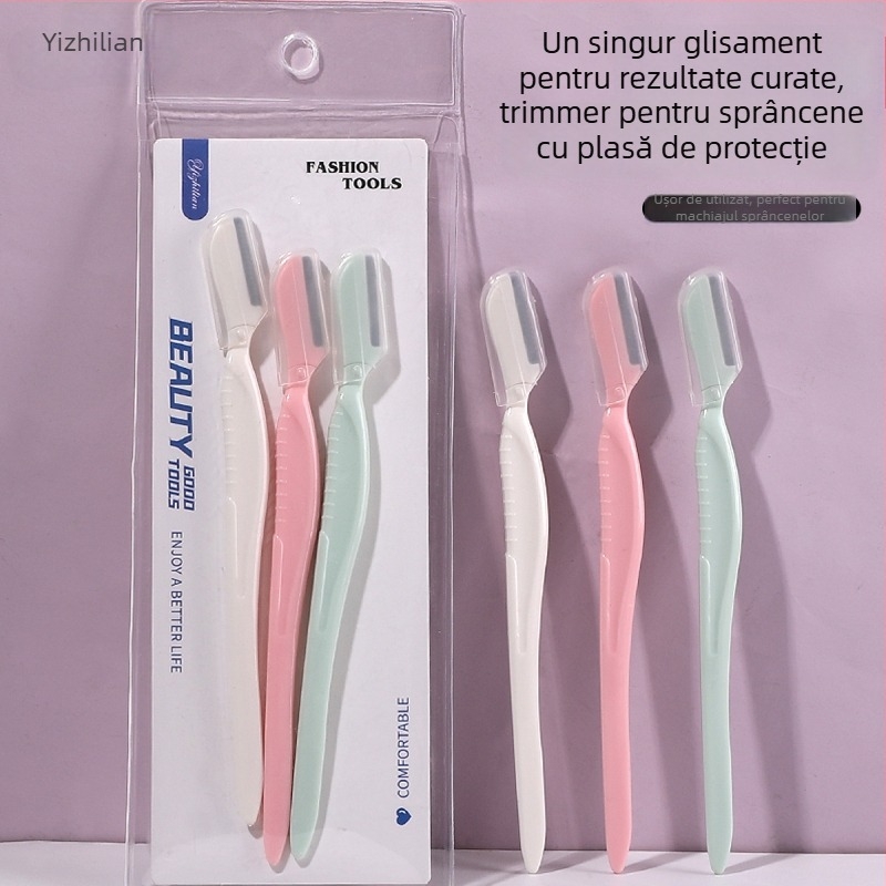 Izilin set de 3 piese pentru tuns sprâncene – lame din plastic și oțel inoxidabil, origine Jinhua, pentru uz zilnic