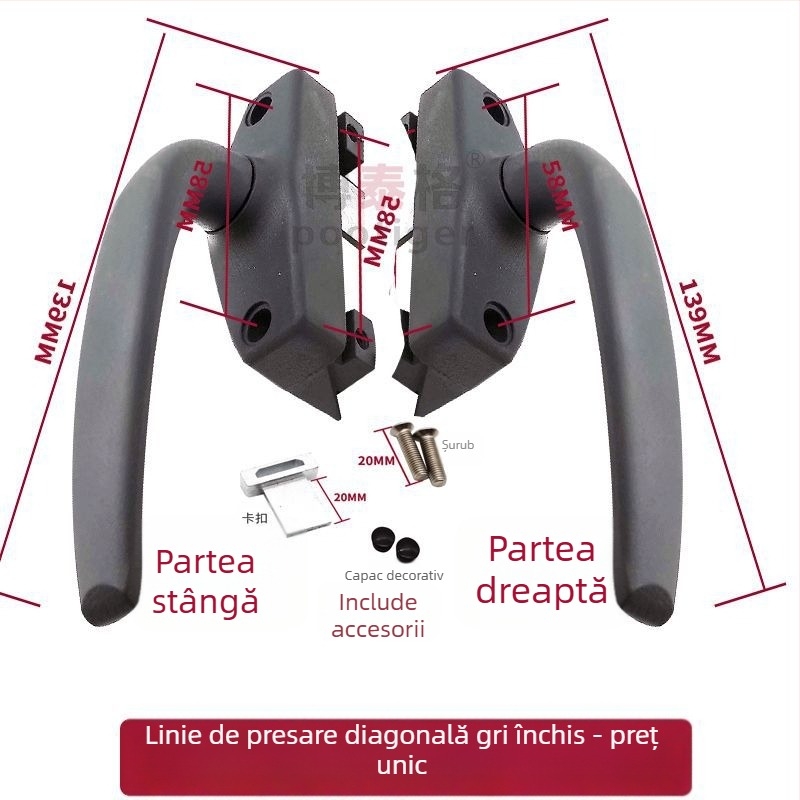 Maner pentru fereastră batantă din aluminiu, SNHU-3801-Z, marcă Bottega, finisaj vopsire cu pulverizare, stil Nou Chinezesc