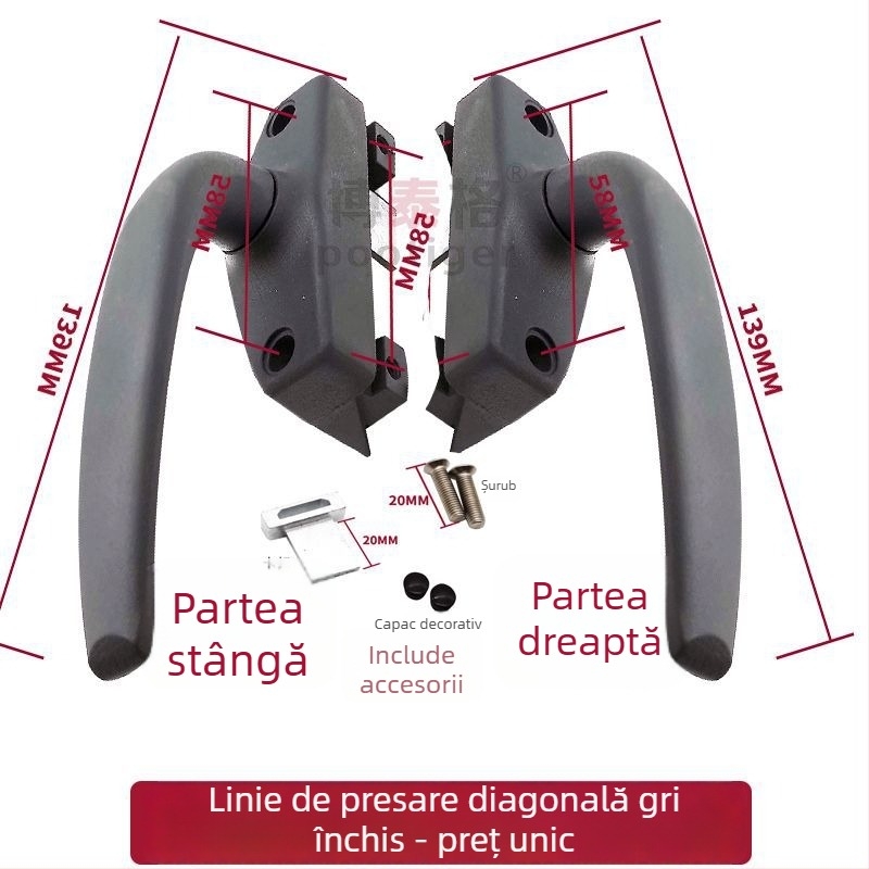 Maner pentru fereastră batantă din aluminiu, SNHU-3801-Z, marcă Bottega, finisaj vopsire cu pulverizare, stil Nou Chinezesc