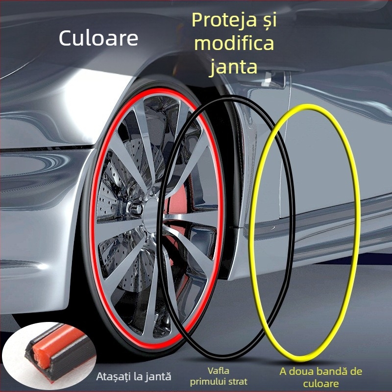 Bandă de protecție anti-coliziune pentru butucul roții, PVC, General model, compatibil cu toate modelele, marca Yizhi Valley