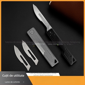 Cuțit mini pliabil din oțel inoxidabil, deschidere rapidă, breloc, lamă de 5.8 cm, lamă 3Cr13