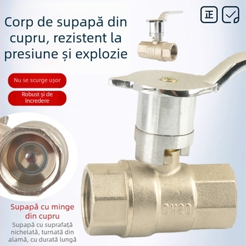 Supapă de gaz pentru plită, din cupru, tip sferic, montaj frontal, deschidere rapidă