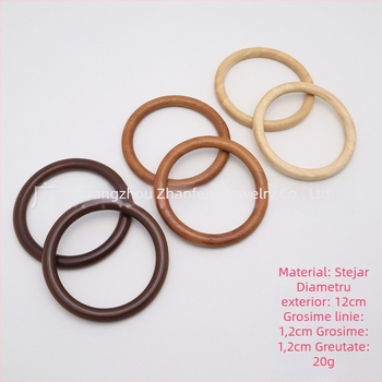 Geantă țesută cu mâner din lemn în formă de inel, material de stejar, culoare solidă, funcție de reducere a sarcinii