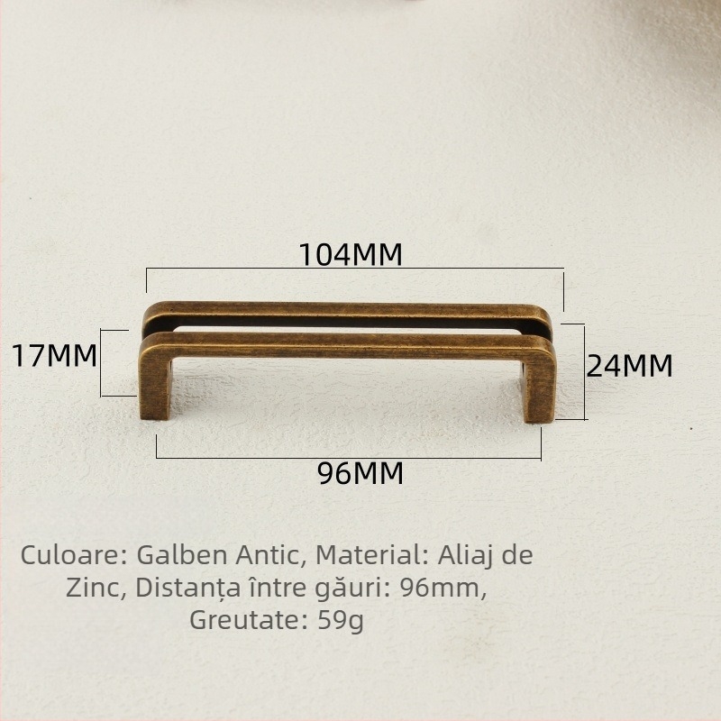 Mâner pentru ușile de dulap și sertare, din aliaj de zinc, placare electroplatică, model 7600, Grassland, stil modern minimalist