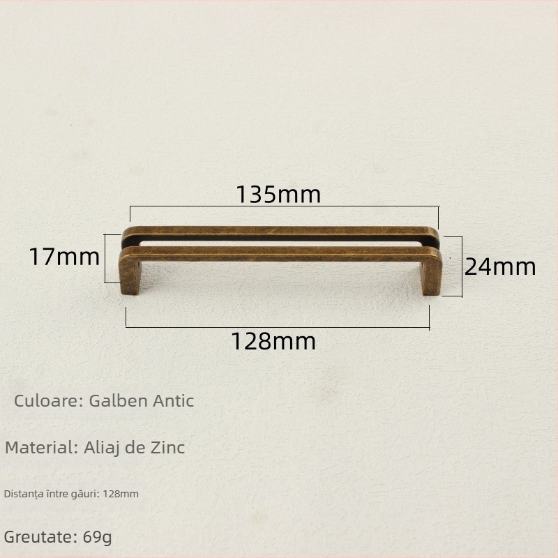 Mâner pentru ușile de dulap și sertare, din aliaj de zinc, placare electroplatică, model 7600, Grassland, stil modern minimalist