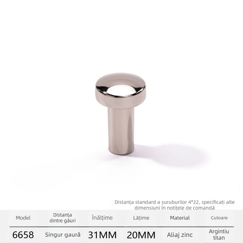 Mâner pentru dulapuri și uși de garderobă, din aliaj de zinc, cromat, stil modern minimalist, model 6658