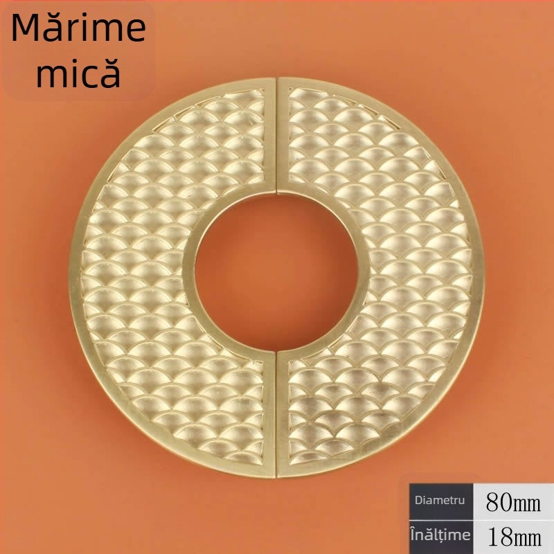 Mâner semicerc cu aspect solzi de pește – aliaj zinc, placare cu cupru, electropolizare; distanța dintre găuri 64/96 mm; model DD076; pentru dulapuri, garderobă și sertare