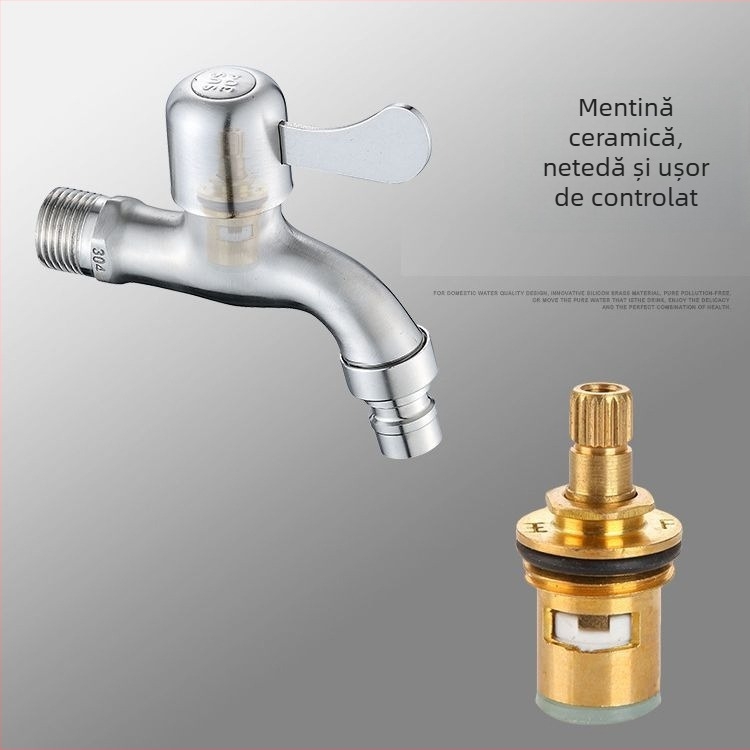 Robinet din oțel inoxidabil pentru mașina de spălat – deschidere rapidă, montaj deschis/ascuns, model JL104841JL104861, 2.5 bar, 0–90°C