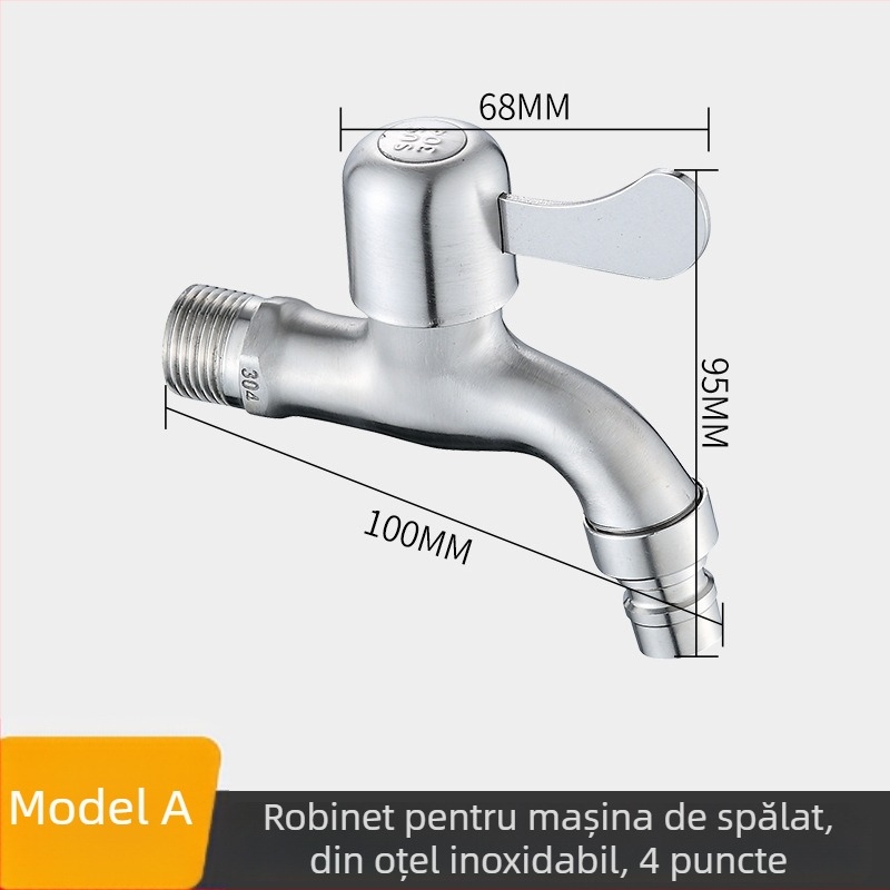 Robinet din oțel inoxidabil pentru mașina de spălat – deschidere rapidă, montaj deschis/ascuns, model JL104841JL104861, 2.5 bar, 0–90°C
