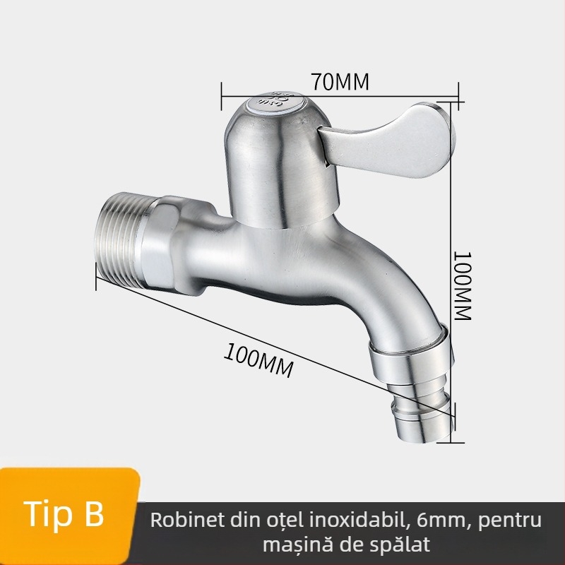 Robinet din oțel inoxidabil pentru mașina de spălat – deschidere rapidă, montaj deschis/ascuns, model JL104841JL104861, 2.5 bar, 0–90°C