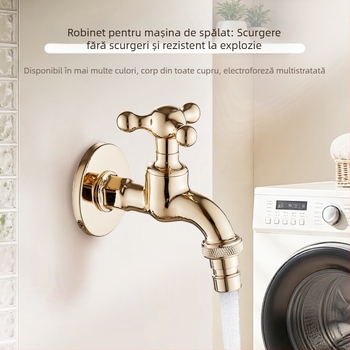 Robinet pentru mașina de spălat, din cupru pur, finisaj electroplatat, montaj în perete, conducte 1/2-inch, model XR6659