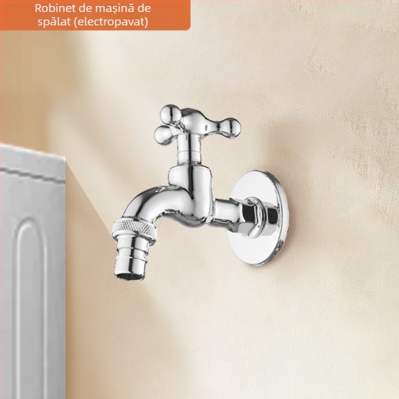 Robinet pentru mașina de spălat, din cupru pur, finisaj electroplatat, montaj în perete, conducte 1/2-inch, model XR6659
