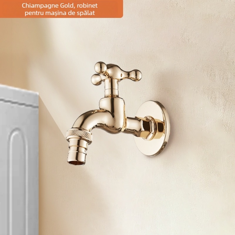 Robinet pentru mașina de spălat, din cupru pur, finisaj electroplatat, montaj în perete, conducte 1/2-inch, model XR6659