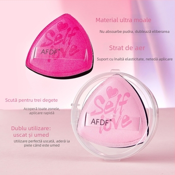 AFDF Set burete pudră, dual-usage umed și uscat, burete natural, formă triunghiulară