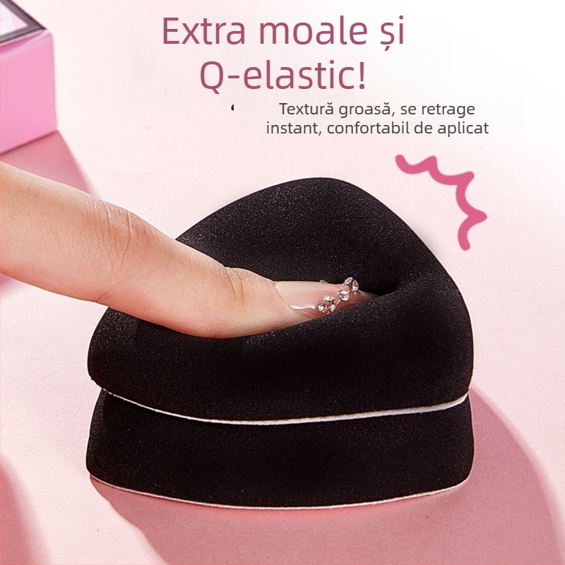 AFDF Set burete pudră, dual-usage umed și uscat, burete natural, formă triunghiulară