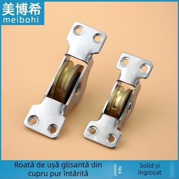 Rola/pulie pentru uși glisante cu rulmenți dubli – roată grea pentru șine; material oțel + cupru, grosime perete 2 mm, rază canelură pentru frânghie 20 mm, model 388, sarcină maximă 200 kg