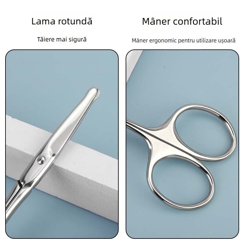 Trimmer pentru nas și sprâncene, din oțel inoxidabil, cap rotund, manual, mini, portabil