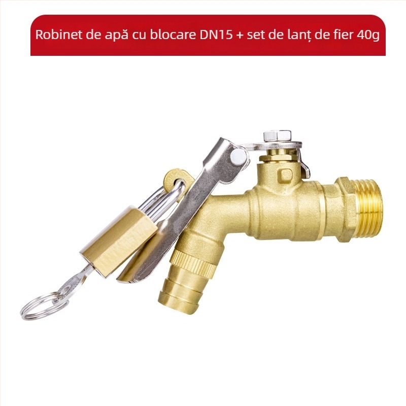 Robinet din alamă cu duză încuiată pentru exterior, antifurt, operare manuală, construcție din două piese, tip bilă