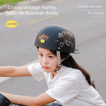 Casca half-helmet Andia pentru motociclete, ABS, certificat 3C, pentru adulți, potrivită pentru toate sezoanele