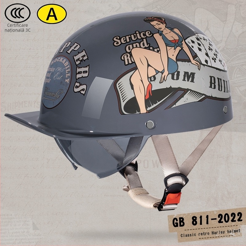 Casca half-helmet Andia pentru motociclete, ABS, certificat 3C, pentru adulți, potrivită pentru toate sezoanele