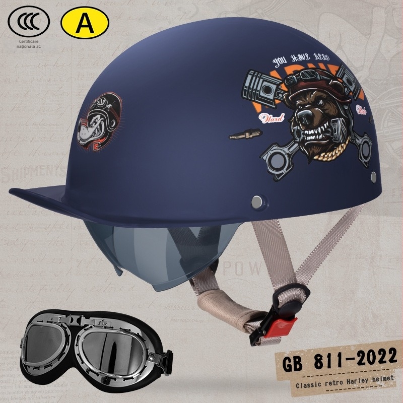 Casca half-helmet Andia pentru motociclete, ABS, certificat 3C, pentru adulți, potrivită pentru toate sezoanele