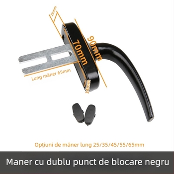 Mâner pentru uși și ferestre cu încuietoare în două puncte — aliaj de aluminiu; finisaj: vopsire cu spray; pentru uși și ferestre; model: Altul; stil: modern minimalist