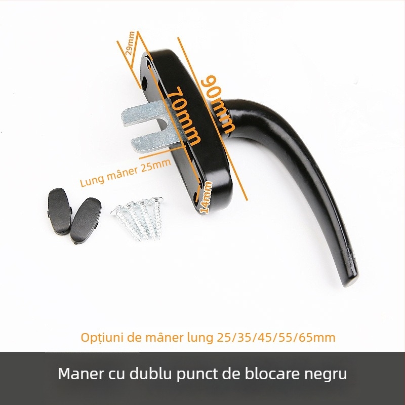 Mâner pentru uși și ferestre cu încuietoare în două puncte — aliaj de aluminiu; finisaj: vopsire cu spray; pentru uși și ferestre; model: Altul; stil: modern minimalist