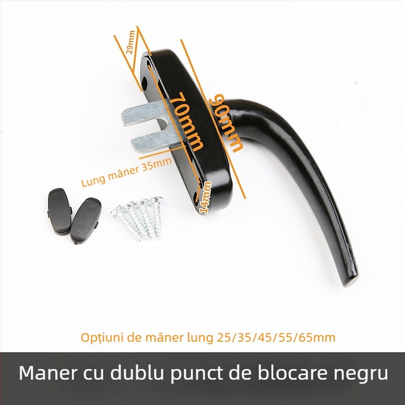 Mâner pentru uși și ferestre cu încuietoare în două puncte — aliaj de aluminiu; finisaj: vopsire cu spray; pentru uși și ferestre; model: Altul; stil: modern minimalist