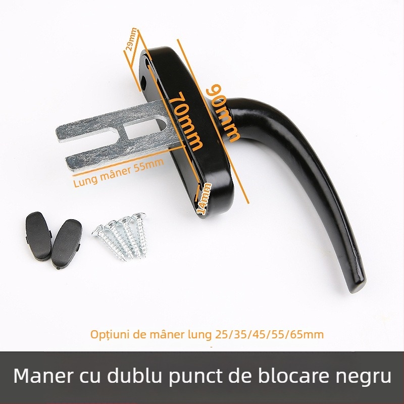 Mâner pentru uși și ferestre cu încuietoare în două puncte — aliaj de aluminiu; finisaj: vopsire cu spray; pentru uși și ferestre; model: Altul; stil: modern minimalist