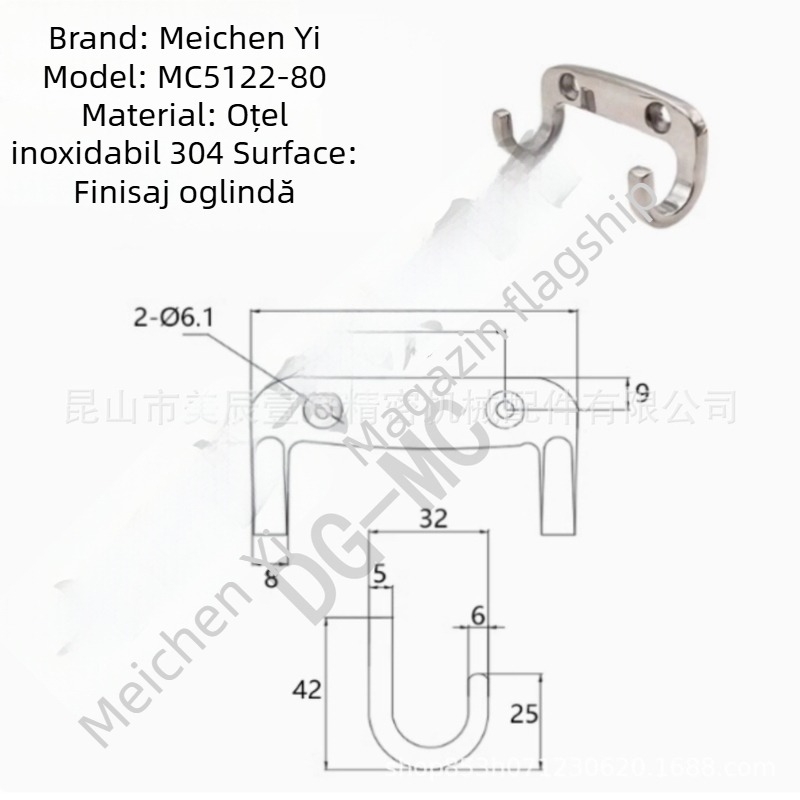 HFZ27-65/80 Cârlig dublu din oțel inoxidabil | Finisaj oglindit, pentru băi, dulapuri și garderobe | Meichen