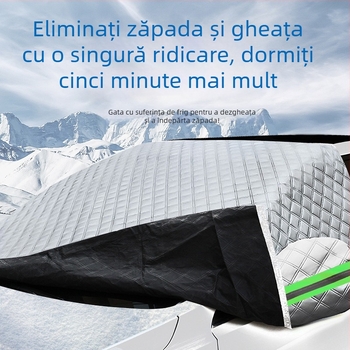 Bymaocar Acoperire pentru zăpadă a parbrizului frontal – folie de aluminiu, universală, montaj snap-in