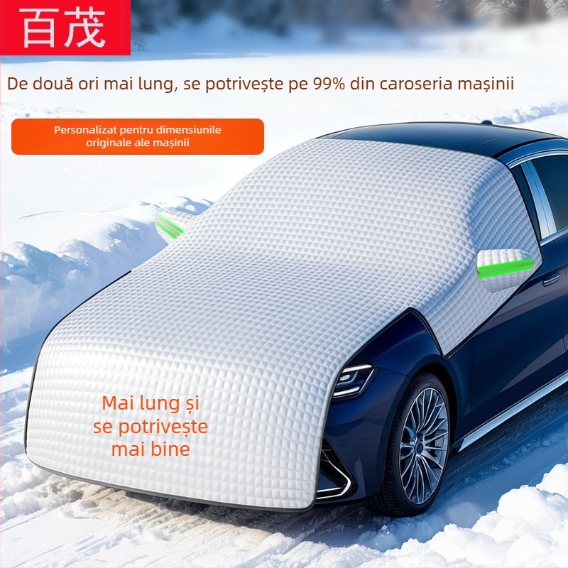 Bymaocar Acoperire pentru zăpadă a parbrizului frontal – folie de aluminiu, universală, montaj snap-in