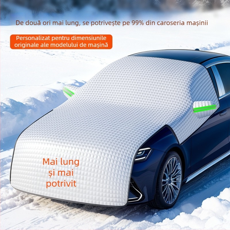 Bymaocar Acoperire pentru zăpadă a parbrizului frontal – folie de aluminiu, universală, montaj snap-in