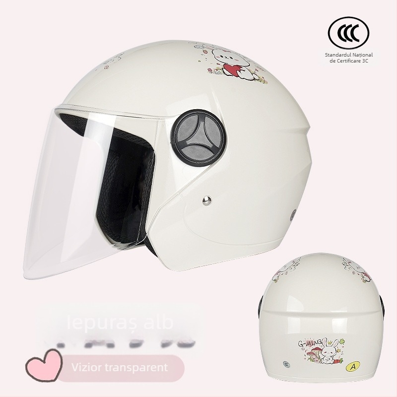 Casca pentru motocicletă electrică, 3/4 stil, ABS, certificat 3C, pentru adulți, utilizare de iarnă (ABS, certificat 3C, 3/4 stil, adulți, iarnă)