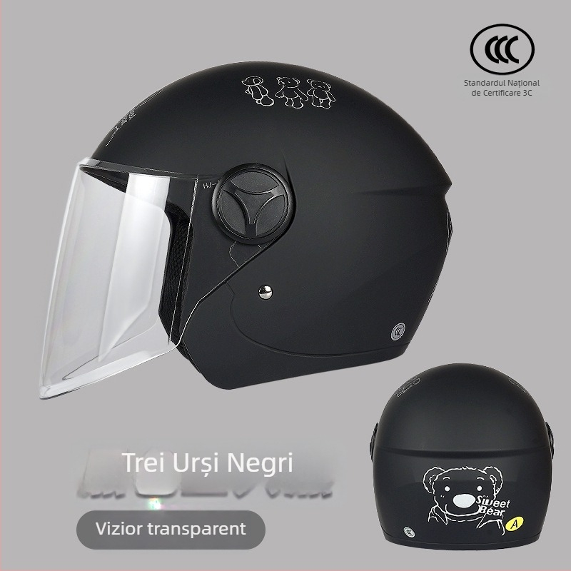 Casca pentru motocicletă electrică, 3/4 stil, ABS, certificat 3C, pentru adulți, utilizare de iarnă (ABS, certificat 3C, 3/4 stil, adulți, iarnă)