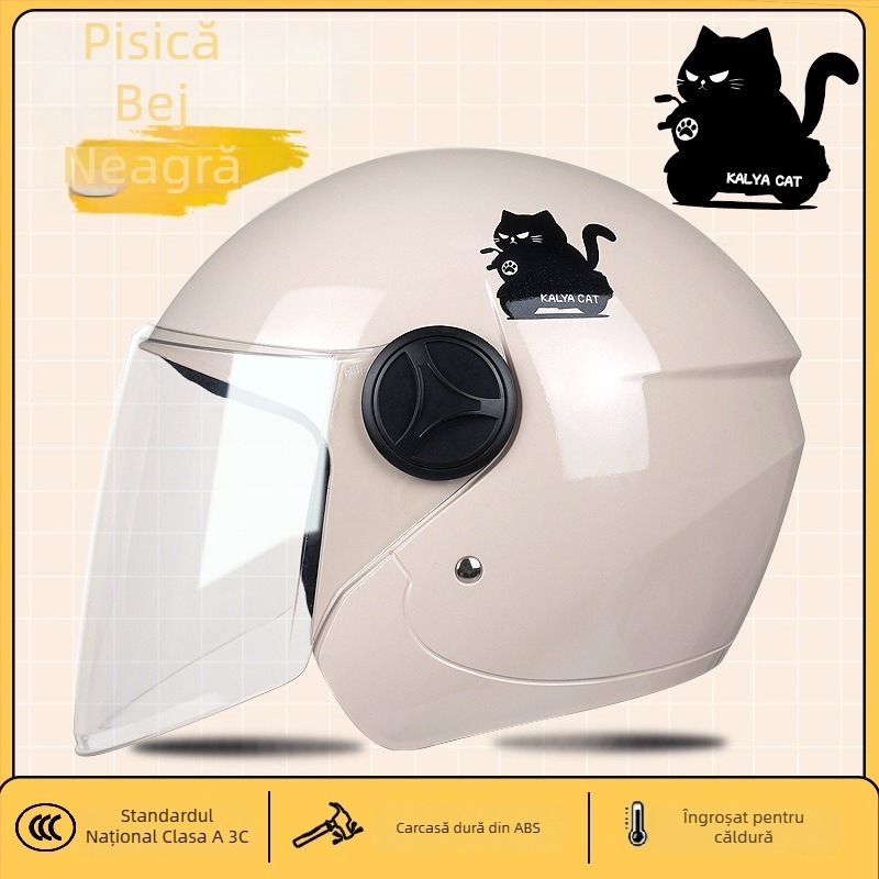 Casca pentru motocicletă electrică, 3/4 stil, ABS, certificat 3C, pentru adulți, utilizare de iarnă (ABS, certificat 3C, 3/4 stil, adulți, iarnă)