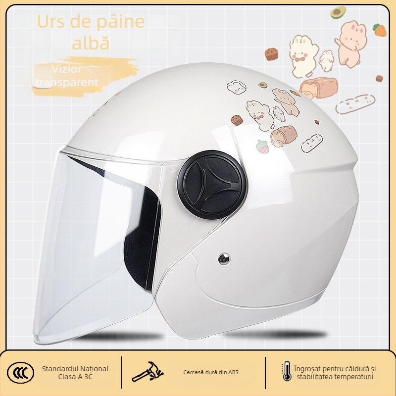 Casca pentru motocicletă electrică, 3/4 stil, ABS, certificat 3C, pentru adulți, utilizare de iarnă (ABS, certificat 3C, 3/4 stil, adulți, iarnă)