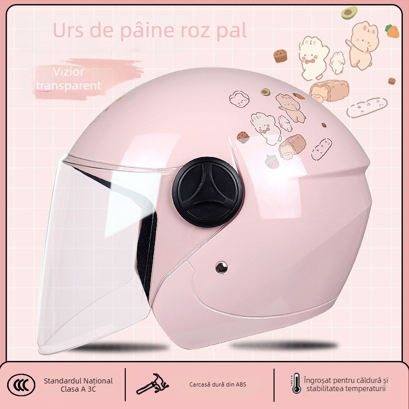 Casca pentru motocicletă electrică, 3/4 stil, ABS, certificat 3C, pentru adulți, utilizare de iarnă (ABS, certificat 3C, 3/4 stil, adulți, iarnă)