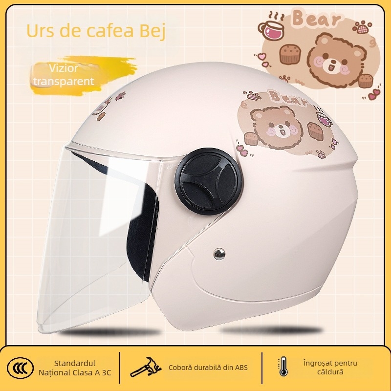 Casca pentru motocicletă electrică, 3/4 stil, ABS, certificat 3C, pentru adulți, utilizare de iarnă (ABS, certificat 3C, 3/4 stil, adulți, iarnă)