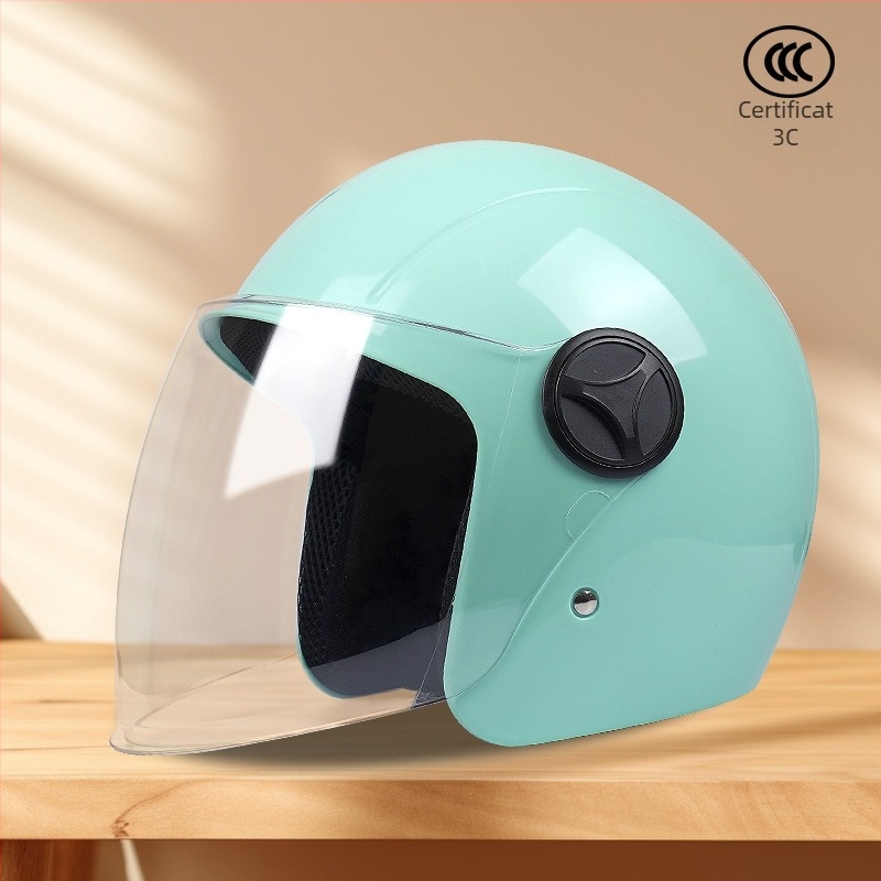 Casca pentru motocicletă electrică, 3/4 stil, ABS, certificat 3C, pentru adulți, utilizare de iarnă (ABS, certificat 3C, 3/4 stil, adulți, iarnă)