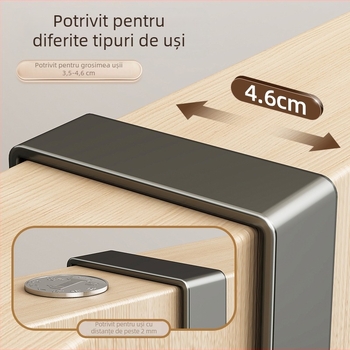 Cuier pentru haine pentru ușă, montaj fără găuri, din oțel carbon, cu un singur cârlig, capacitate 20–30 kg