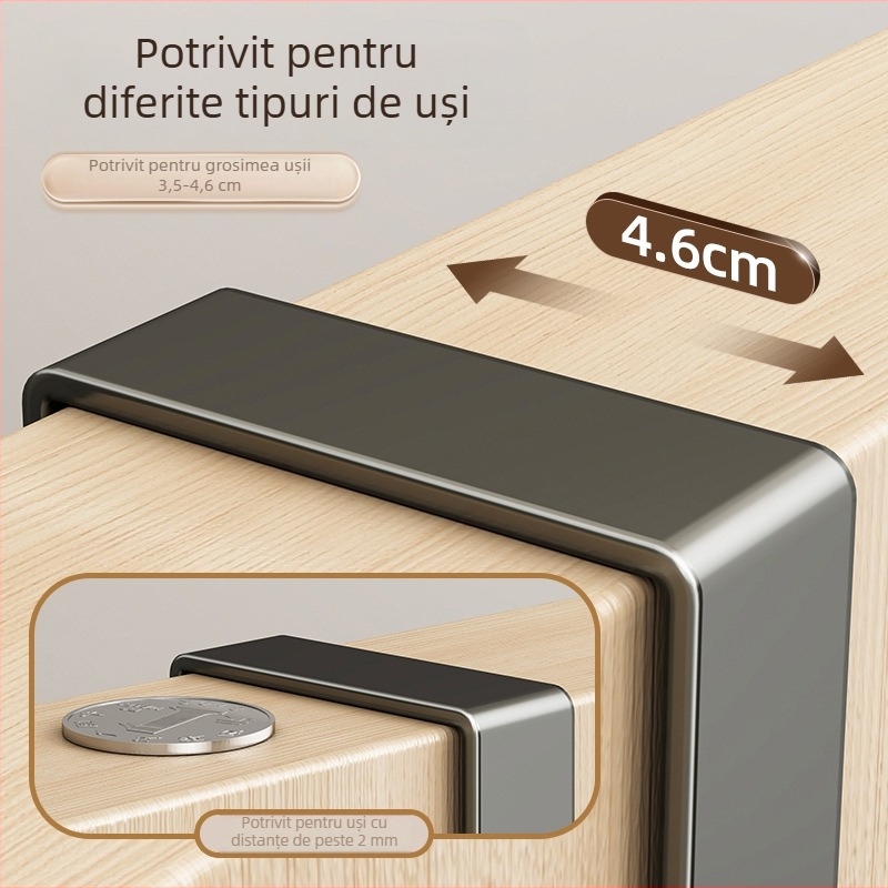 Cuier pentru haine pentru ușă, montaj fără găuri, din oțel carbon, cu un singur cârlig, capacitate 20–30 kg