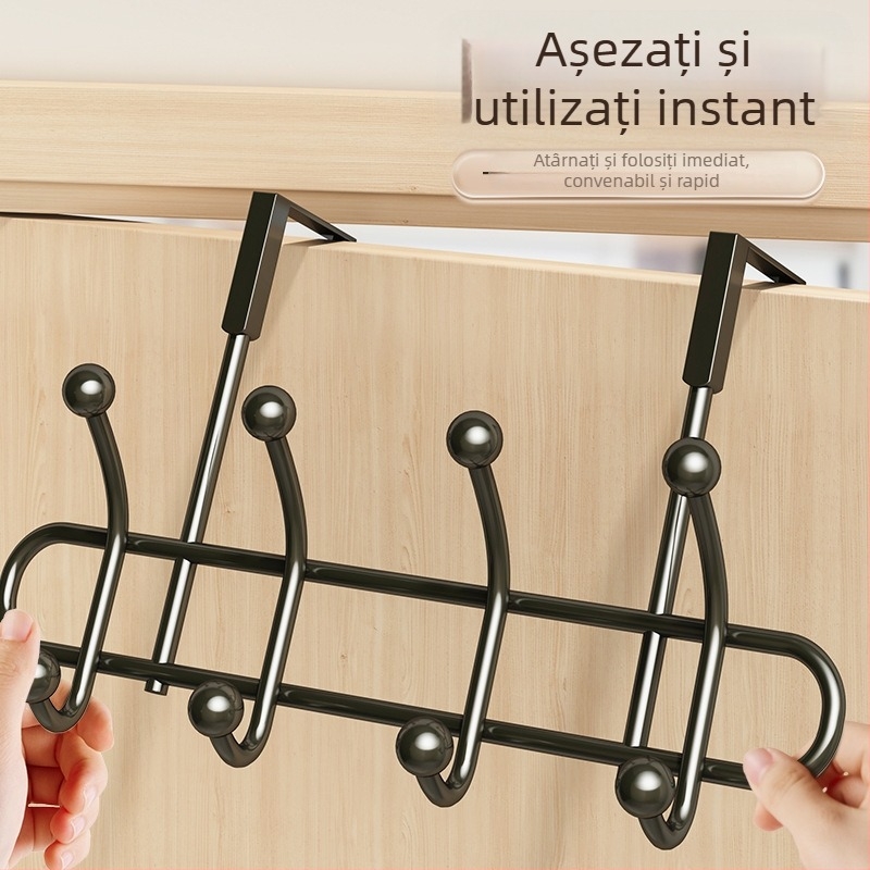 Cuier pentru haine pentru ușă, montaj fără găuri, din oțel carbon, cu un singur cârlig, capacitate 20–30 kg