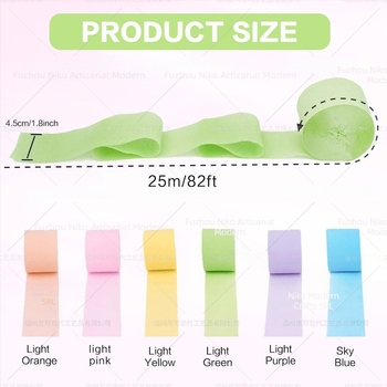 Rekvizite pentru amenajarea sălii: panglici din hârtie crepe pentru petreceri; materiale: hârtie și panglică; marcă: Nicro party