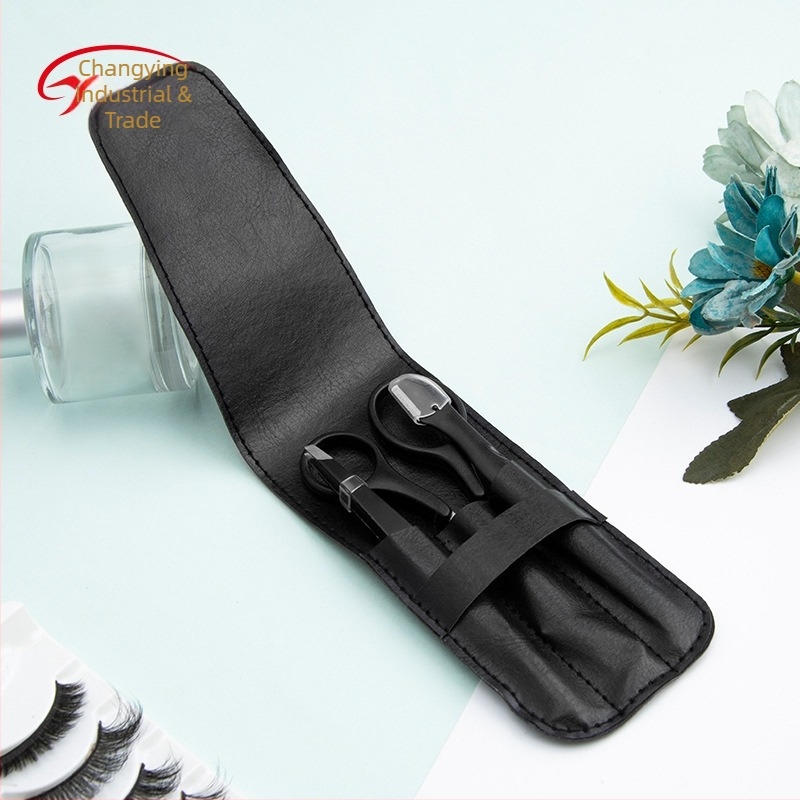 Set de unelte de frumusețe din oțel inoxidabil: clemă pentru sprânene cu margine înclinată, foarfece pentru sprânene și pieptene, set de 3 piese