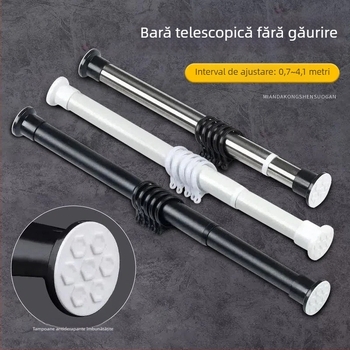 Bară telescopică pentru perdele, fără găuri, și uscător de haine – Oțel inoxidabil, stil modern minimalist