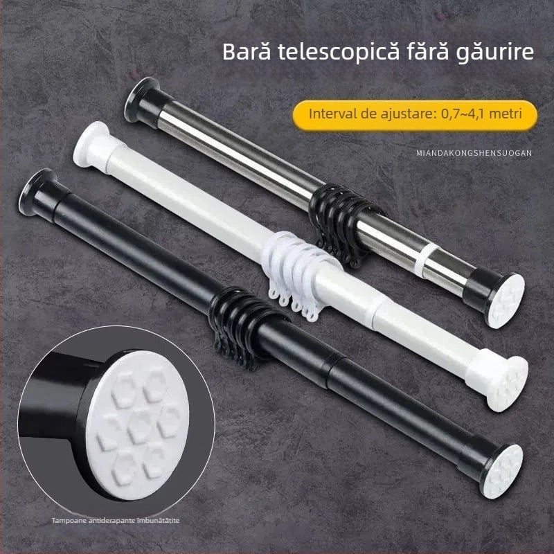 Bară telescopică pentru perdele, fără găuri, și uscător de haine – Oțel inoxidabil, stil modern minimalist