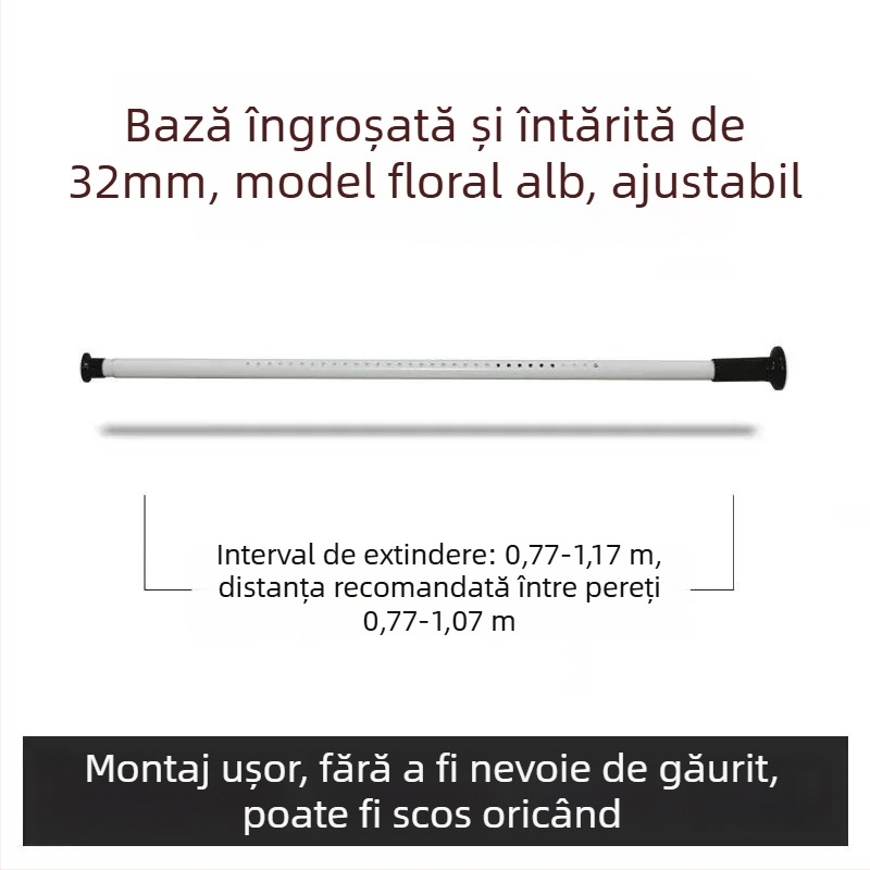 Bară telescopică pentru perdele, fără găuri, și uscător de haine – Oțel inoxidabil, stil modern minimalist