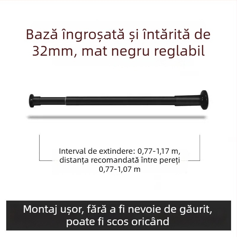 Bară telescopică pentru perdele, fără găuri, și uscător de haine – Oțel inoxidabil, stil modern minimalist